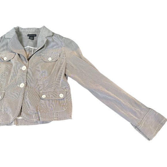 Rafaella Blue & White Striped Single-Breasted Jacket Button-Down Women's Size 10 - Picture 6 of 14